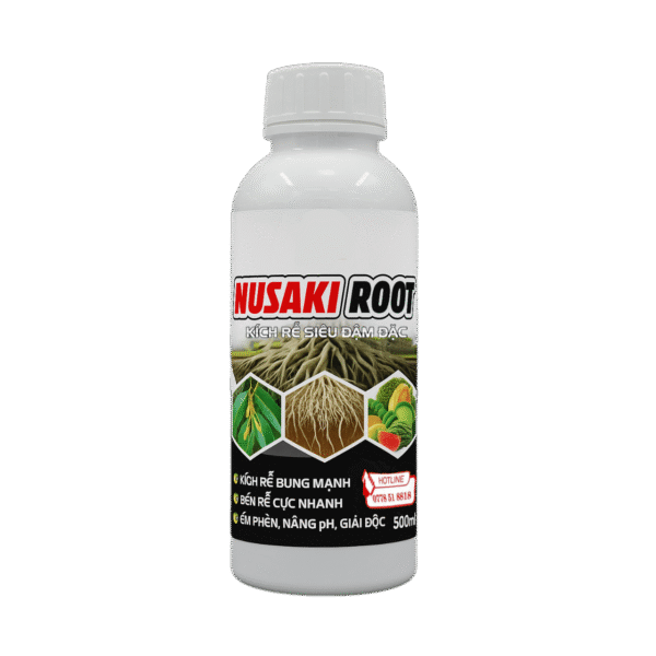 Phân Bón Hữu Cơ NUSAKI ROOT – KÍCH RỄ SIÊU ĐẬM ĐẶC , Kích rễ bung mạnh, bén rễ cực nhanh, ém phèn, nâng ph, giải độc